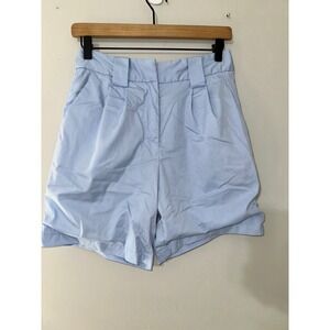 Crescent Women's High Waist Pleated Shorts Light Blue‎ Size Small